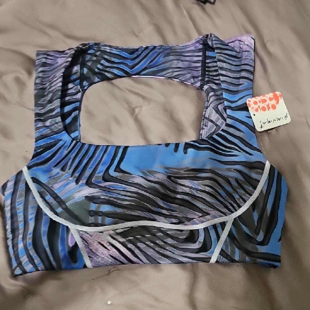 FP Movement Black and Blue Cyber Combo Sports Bra